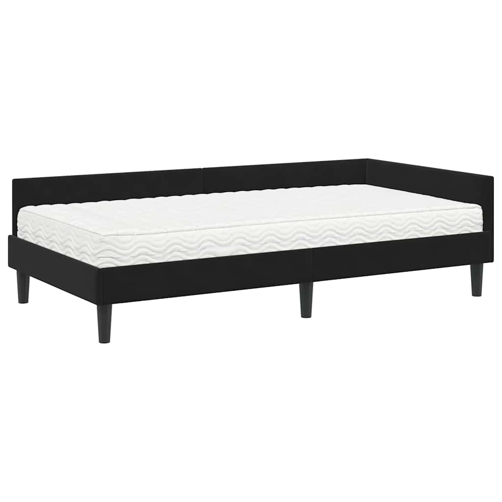 Hoekbedframe Met Matras Anders 2 Pcs Fluweel 90 x 200 cm Zwart