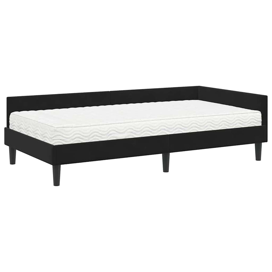 Hoekbedframe Met Matras Anders 2 Pcs Fluweel 90 x 200 cm Zwart