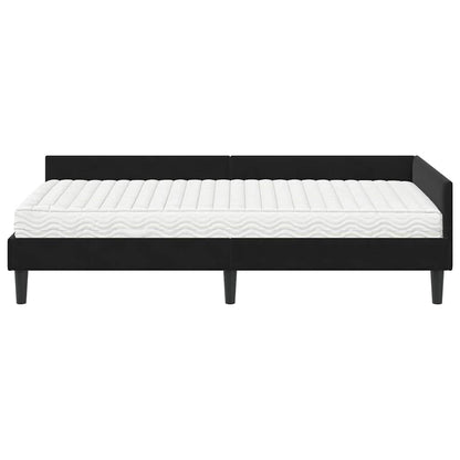Hoekbedframe Met Matras Anders 2 Pcs Fluweel 90 x 200 cm Zwart