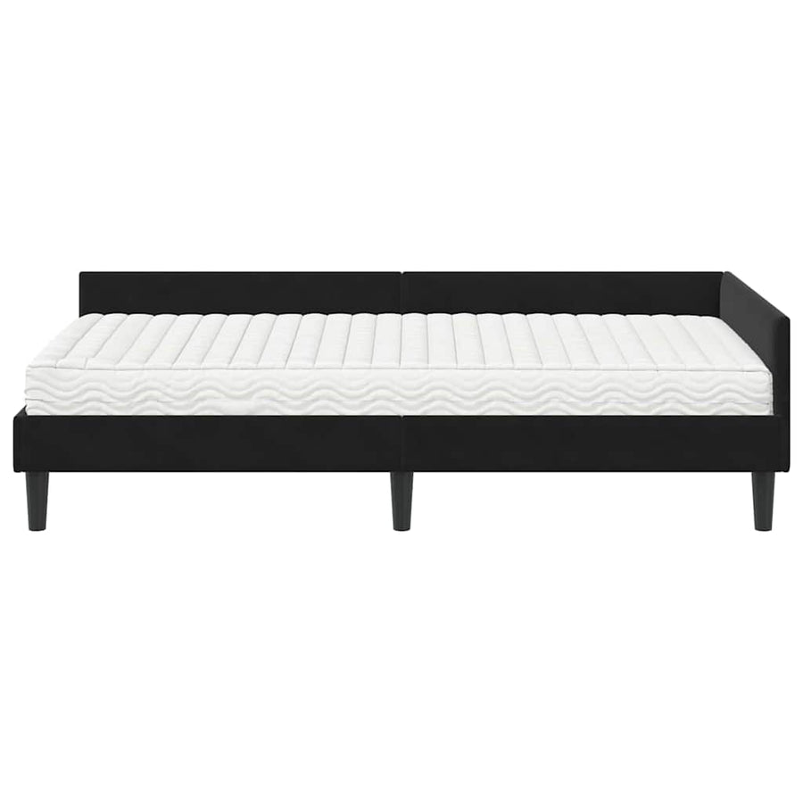 Hoekbedframe Met Matras Anders 2 Pcs Fluweel 90 x 200 cm Zwart