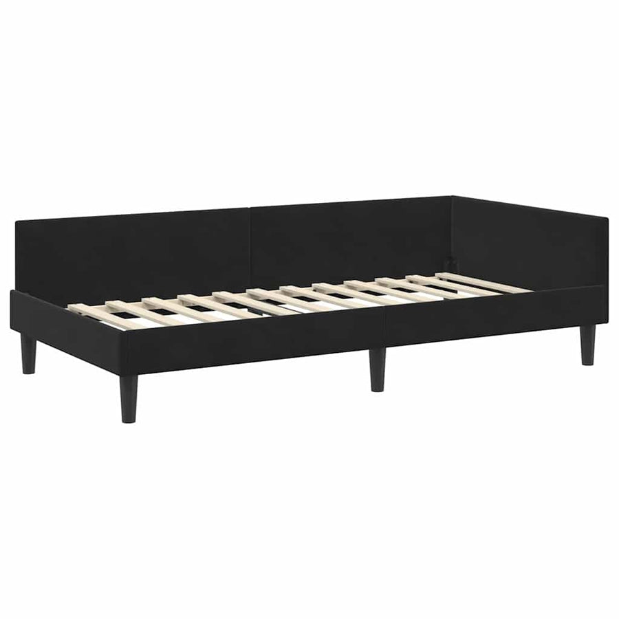 Hoekbedframe Met Matras Anders 2 Pcs Fluweel 90 x 200 cm Zwart