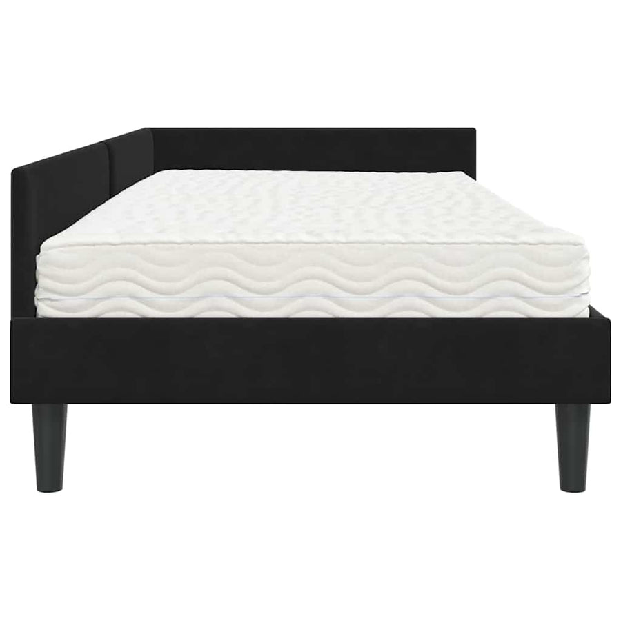 Hoekbedframe Met Matras Anders 2 Pcs Fluweel 90 x 200 cm Zwart