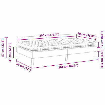 Hoekbedframe Met Matras Anders 2 Pcs Fluweel 90 x 200 cm Zwart