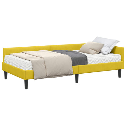 Hoekbedframe Met Matras Anders 2 Pcs Fluweel 90 x 200 cm Geel