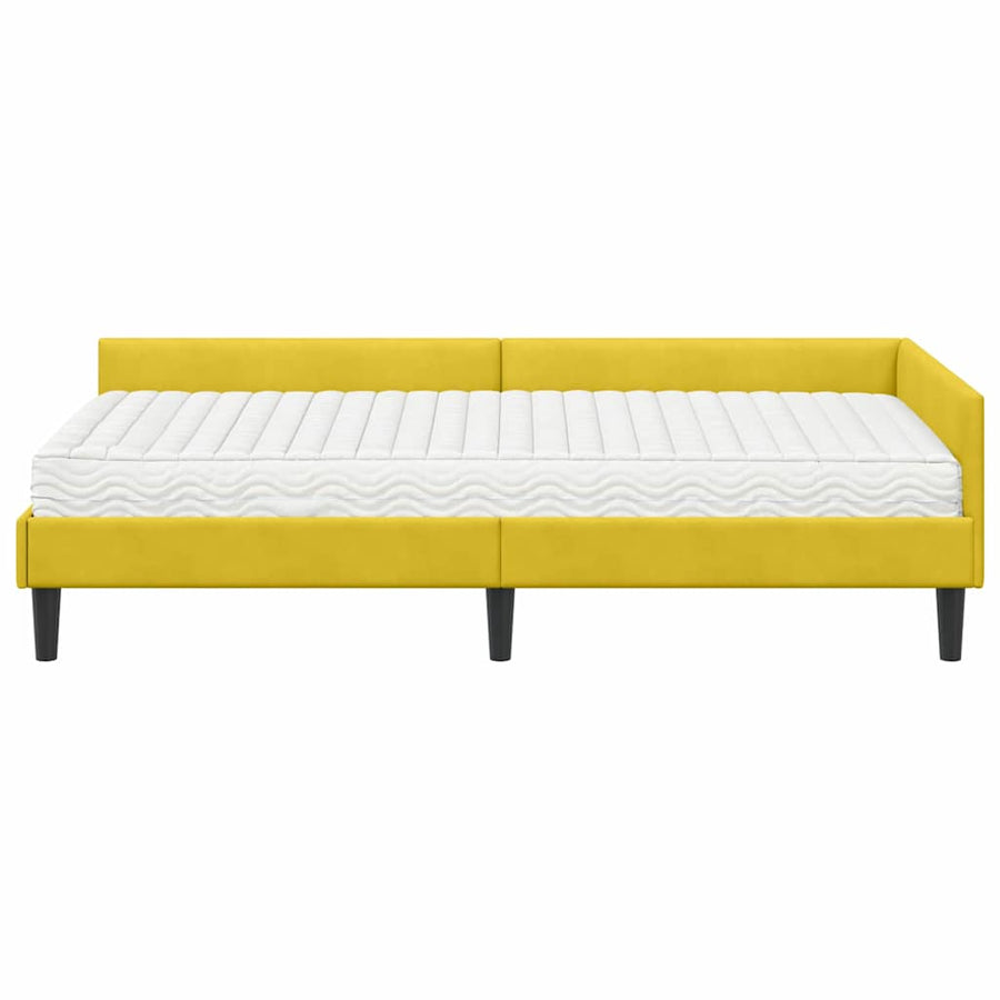 Hoekbedframe Met Matras Anders 2 Pcs Fluweel 90 x 200 cm Geel