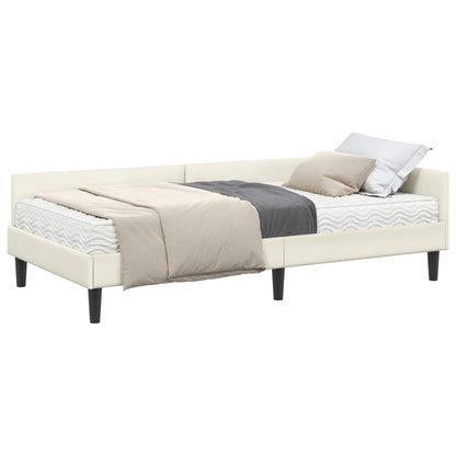 Hoekbedframe Met Matras Anders 2 Pcs Fluweel 90 x 200 cm Crème