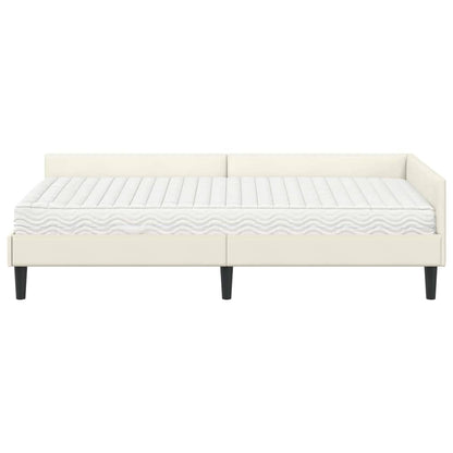 Hoekbedframe Met Matras Anders 2 Pcs Fluweel 90 x 200 cm Crème