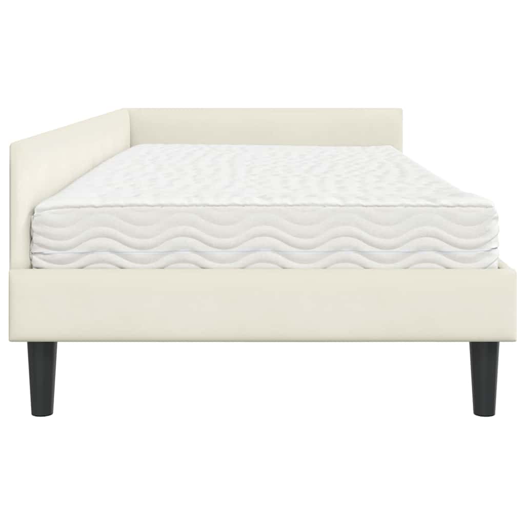 Hoekbedframe Met Matras Anders 2 Pcs Fluweel 90 x 200 cm Crème
