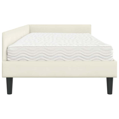 Hoekbedframe Met Matras Anders 2 Pcs Fluweel 90 x 200 cm Crème