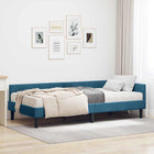 Hoekbedframe met matras 100x200 cm blauw fluweel 2 stuks