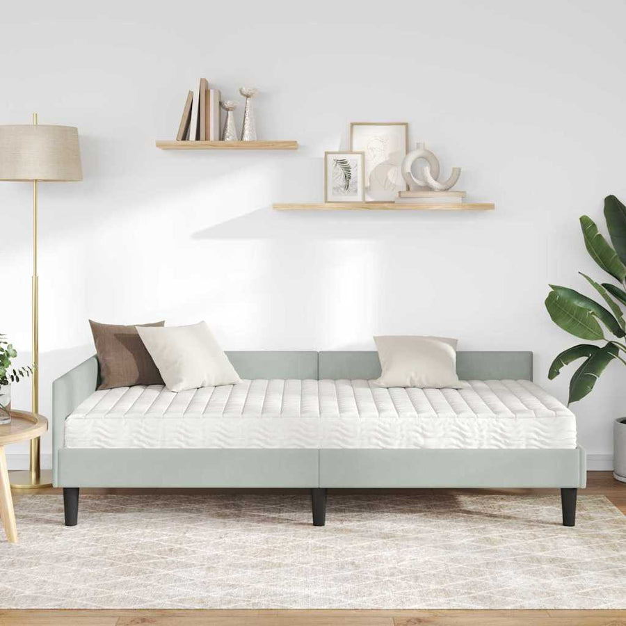 Hoekbedframe Met Matras Anders 2 Pcs Fluweel 100 x 200 cm Lichtgrijs
