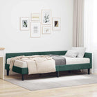 Hoekbedframe met matras 100x200 cm donkergroen fluweel