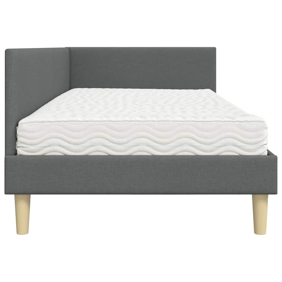 Hoekbedframe Met Matras Anders Met Hoofdeinde 2 Pcs Grijs Stof 80 x 200 cm Donkergrijs