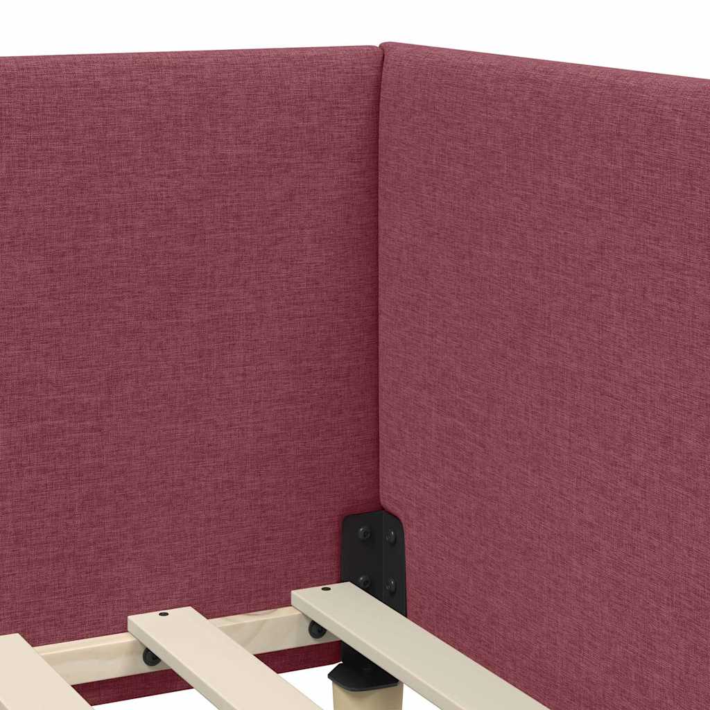 Hoekbedframe Met Matras Anders Met Hoofdeinde 2 Pcs Grijs Stof 80 x 200 cm Wijnrood