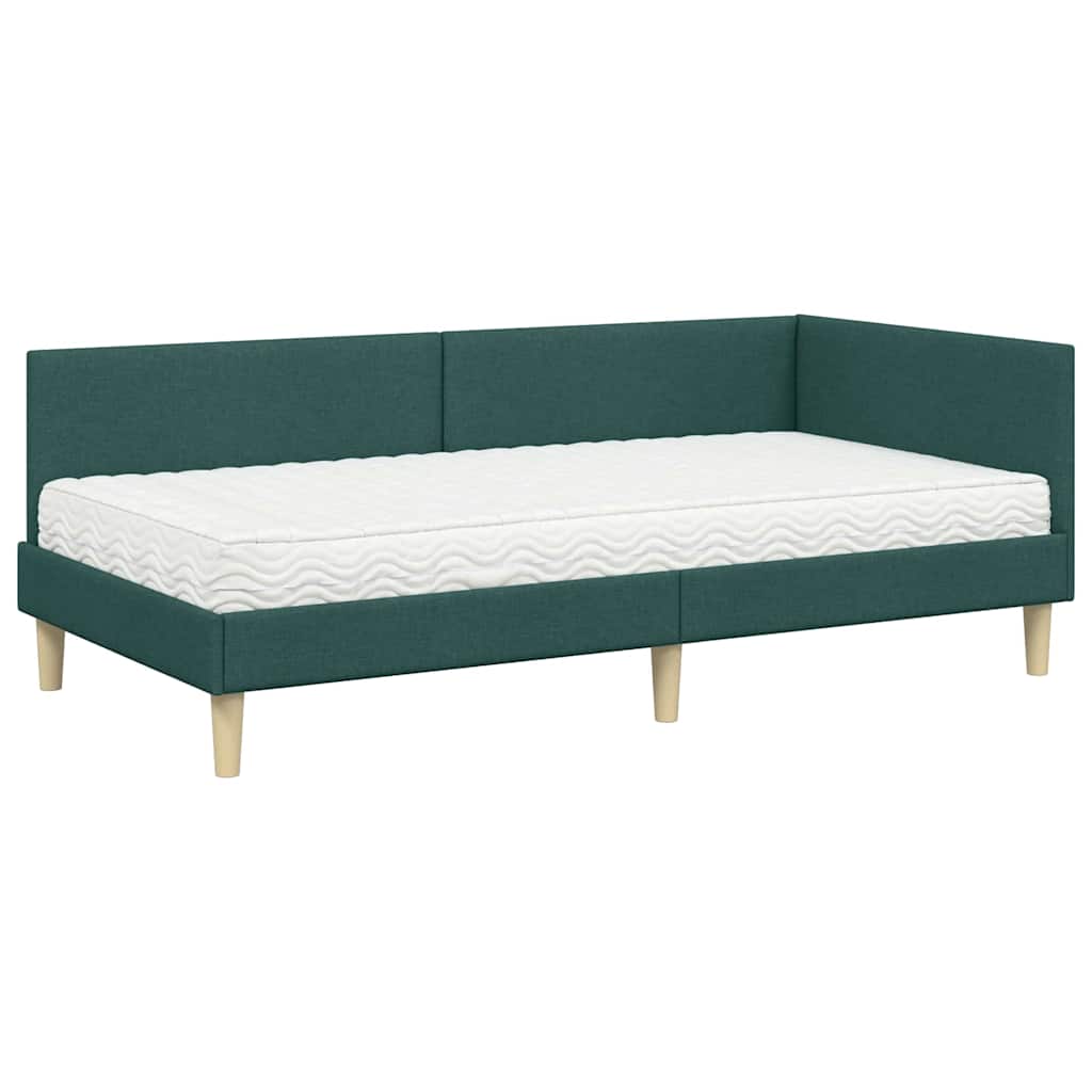 Hoekbedframe Met Matras Anders Met Hoofdeinde 2 Pcs Groen Stof 80 x 200 cm Donkergroen
