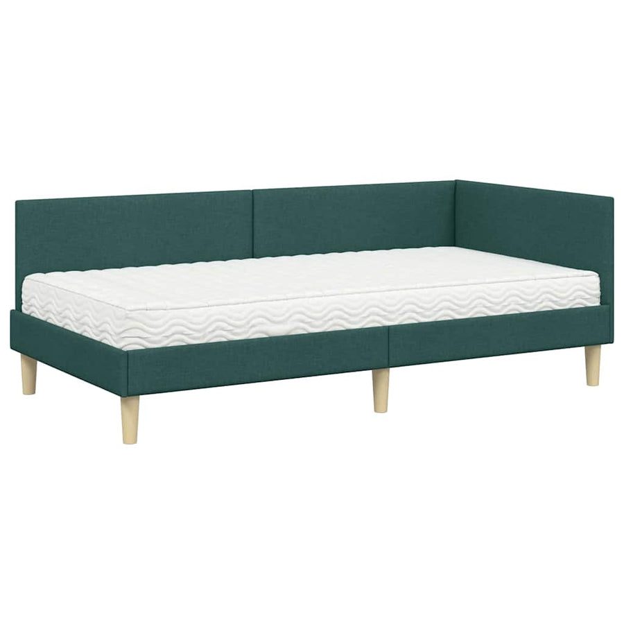 Hoekbedframe Met Matras Anders Met Hoofdeinde 2 Pcs Groen Stof 80 x 200 cm Donkergroen