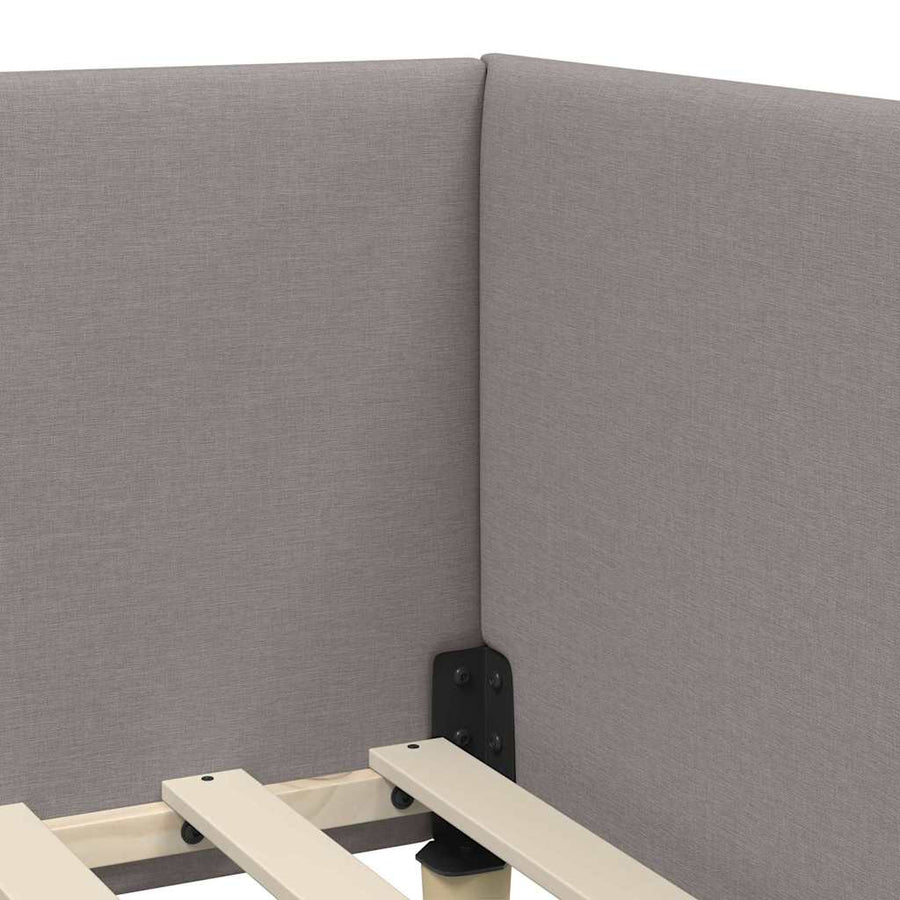 Hoekbedframe Met Matras Anders Met Hoofdeinde 2 Pcs Stof 80 x 200 cm Taupe