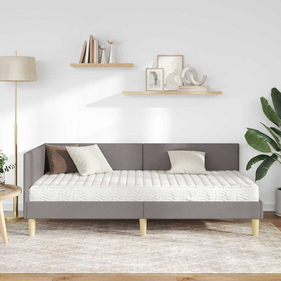 Hoekbedframe Met Matras Anders Met Hoofdeinde 2 Pcs Stof 80 x 200 cm Taupe