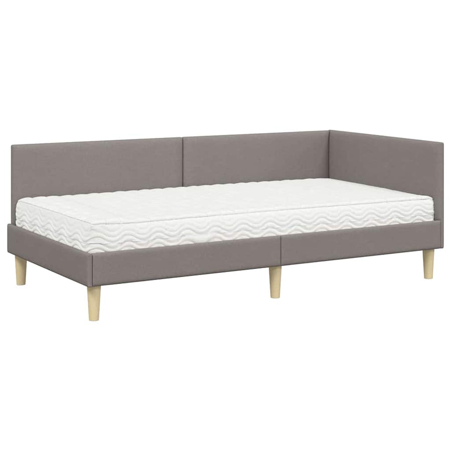 Hoekbedframe Met Matras Anders Met Hoofdeinde 2 Pcs Stof 80 x 200 cm Taupe