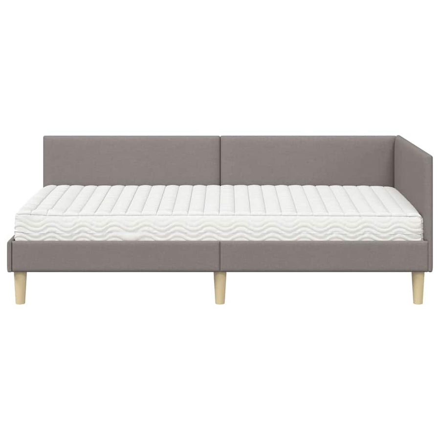 Hoekbedframe Met Matras Anders Met Hoofdeinde 2 Pcs Stof 80 x 200 cm Taupe