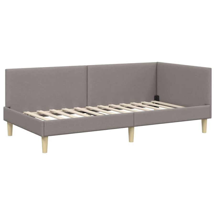 Hoekbedframe Met Matras Anders Met Hoofdeinde 2 Pcs Stof 80 x 200 cm Taupe