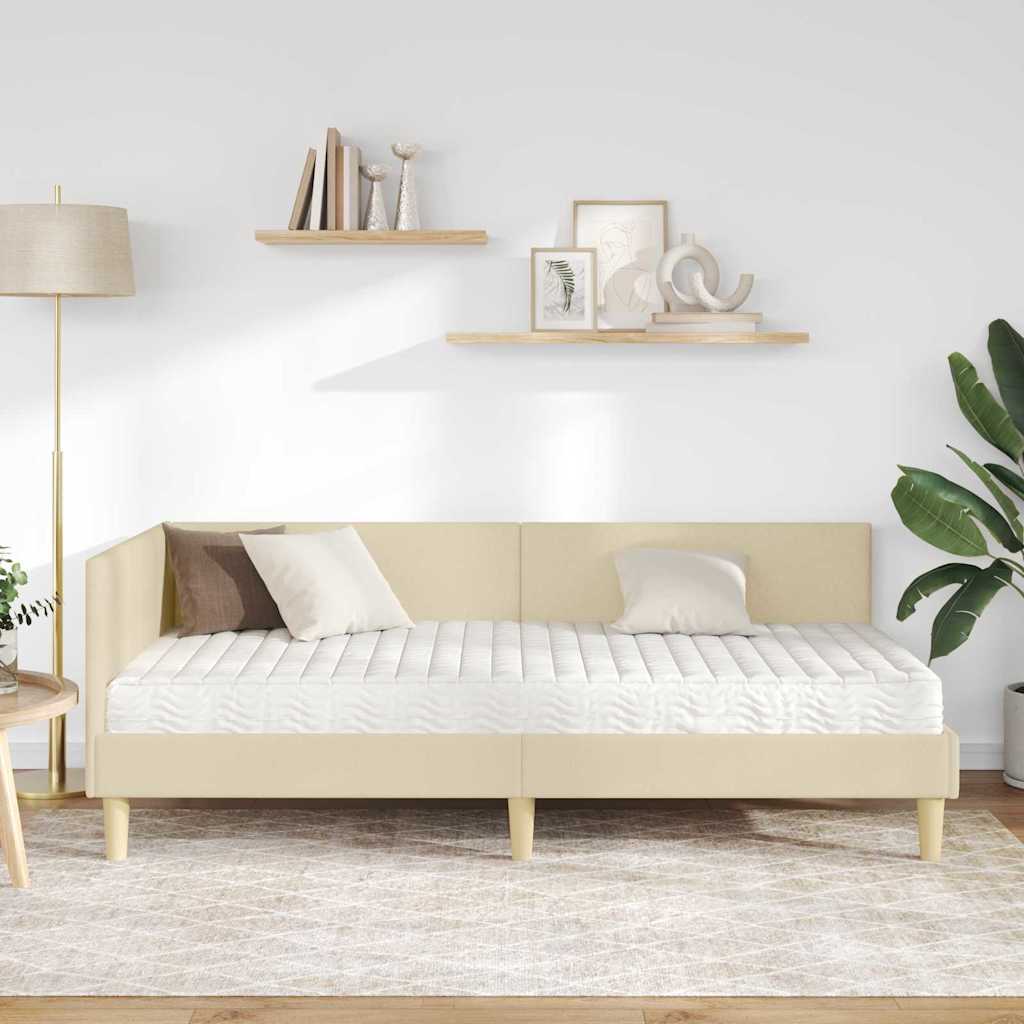 Hoekbedframe Met Matras Anders Met Hoofdeinde 2 Pcs Stof 80 x 200 cm Crème
