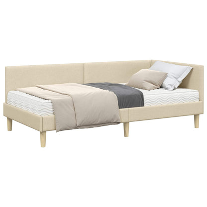 Hoekbedframe Met Matras Anders Met Hoofdeinde 2 Pcs Stof 80 x 200 cm Crème