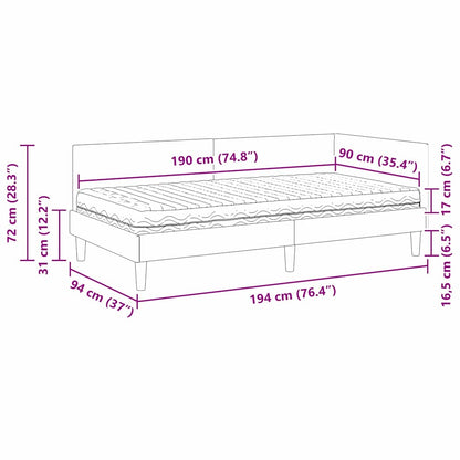 Hoekbedframe Met Matras Anders 2 Pcs Stof 90 x 190 cm Lichtgrijs