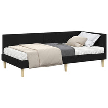 Hoekbedframe Met Matras Anders Met Hoofdeinde 2 Pcs Groen Stof 90 x 190 cm Zwart