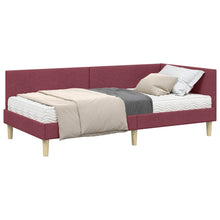 Hoekbedframe Met Matras Anders Met Hoofdeinde 2 Pcs Grijs Stof 90 x 190 cm Wijnrood