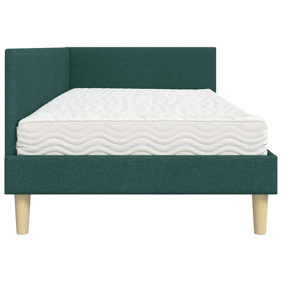 Hoekbedframe Met Matras Anders Met Hoofdeinde 2 Pcs Groen Stof 90 x 190 cm Donkergroen