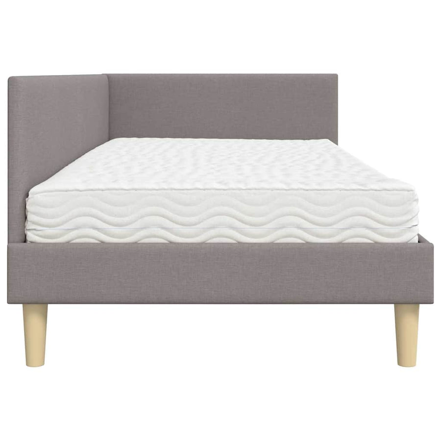 Hoekbedframe Met Matras Anders Met Hoofdeinde 2 Pcs Stof 90 x 190 cm Taupe