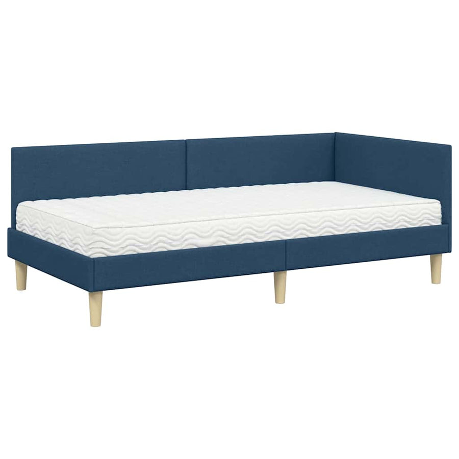 Hoekbedframe met Matras Anders met hoofdeinde 2 pcs Blauw Stof