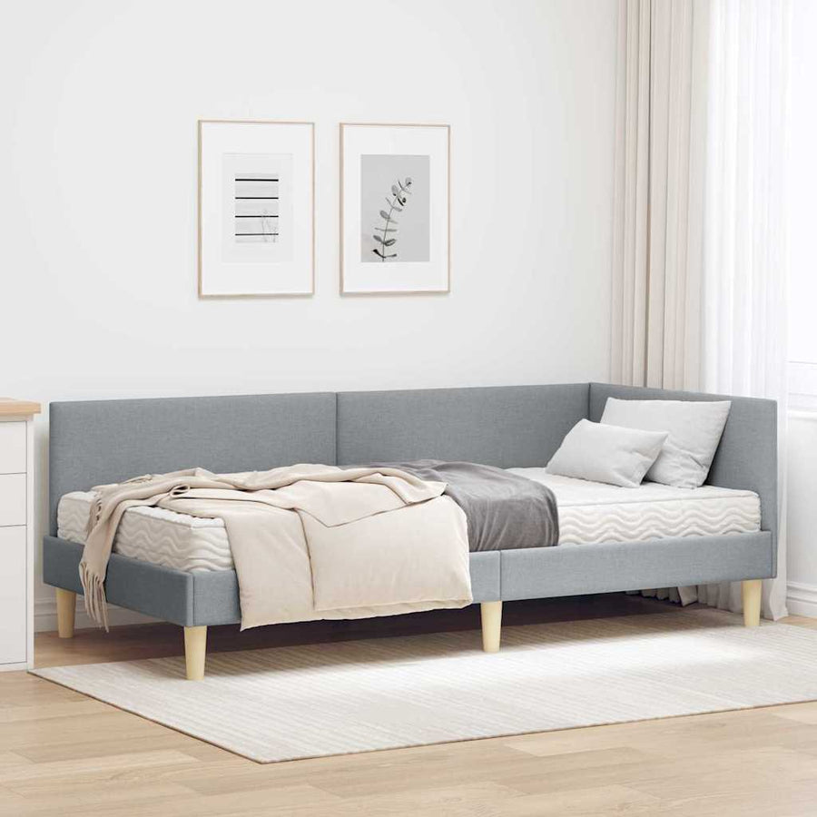 Hoekbedframe Met Matras Anders 2 Pcs Stof 90 x 200 cm Lichtgrijs