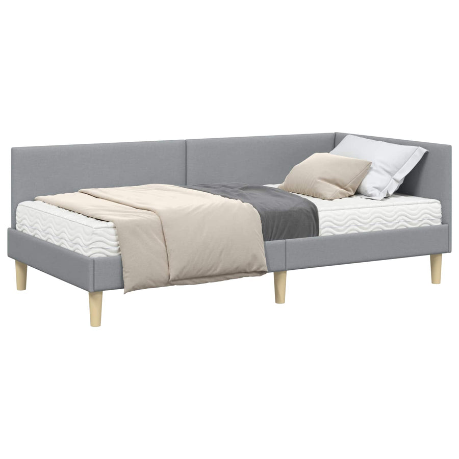 Hoekbedframe Met Matras Anders 2 Pcs Stof 90 x 200 cm Lichtgrijs