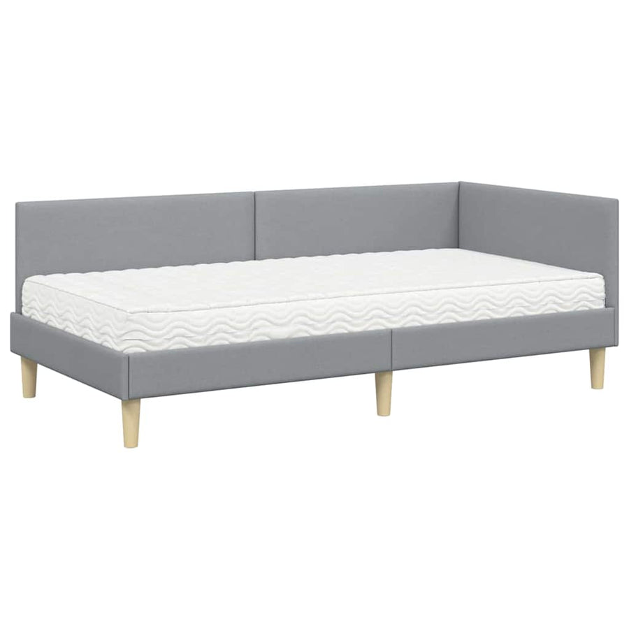 Hoekbedframe Met Matras Anders 2 Pcs Stof 90 x 200 cm Lichtgrijs