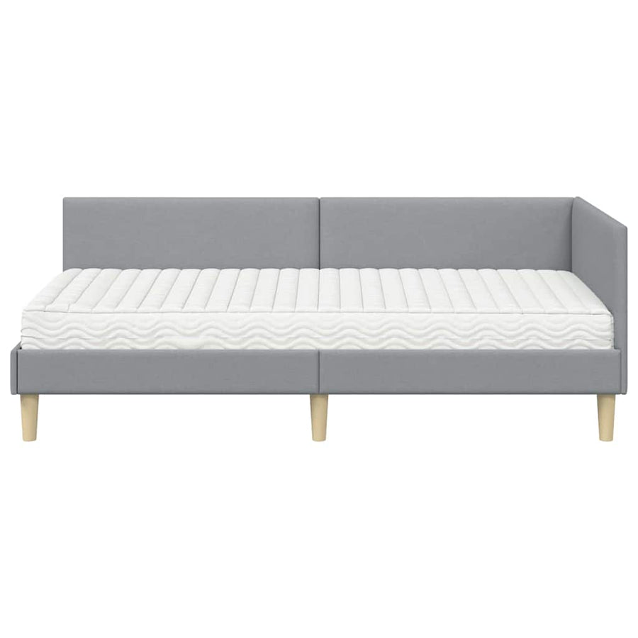 Hoekbedframe Met Matras Anders 2 Pcs Stof 90 x 200 cm Lichtgrijs