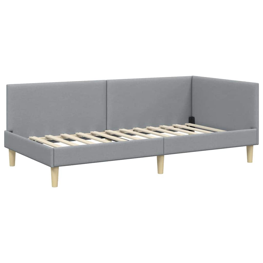 Hoekbedframe Met Matras Anders 2 Pcs Stof 90 x 200 cm Lichtgrijs