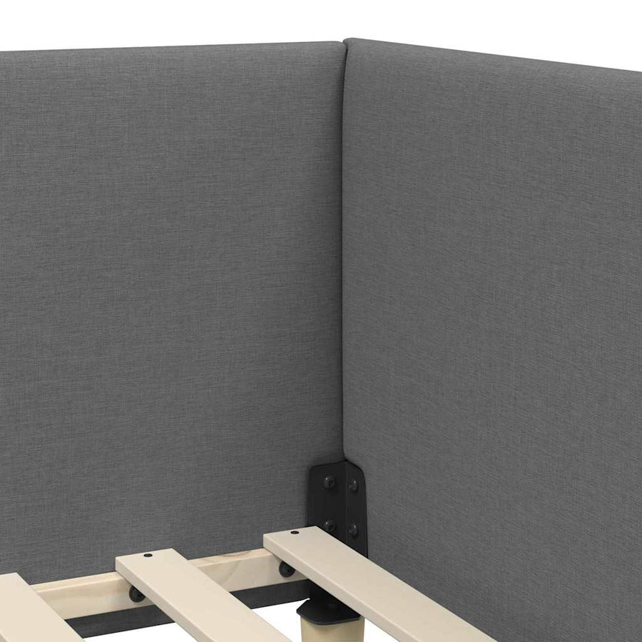 Hoekbedframe Met Matras Anders Met Hoofdeinde 2 Pcs Grijs Stof 90 x 200 cm Donkergrijs