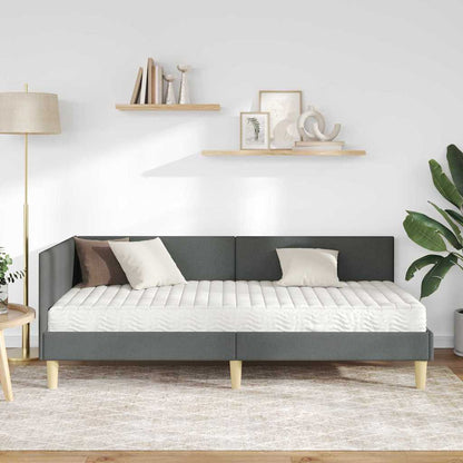 Hoekbedframe Met Matras Anders Met Hoofdeinde 2 Pcs Grijs Stof 90 x 200 cm Donkergrijs