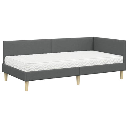 Hoekbedframe Met Matras Anders Met Hoofdeinde 2 Pcs Grijs Stof 90 x 200 cm Donkergrijs