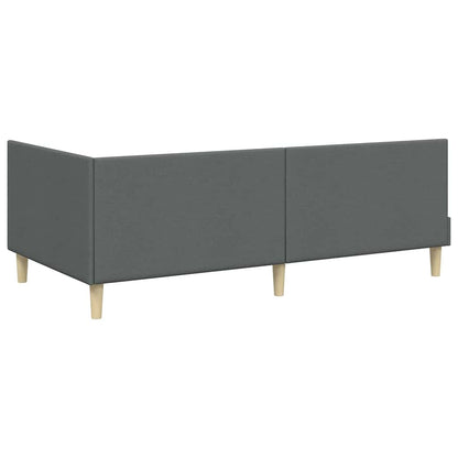 Hoekbedframe Met Matras Anders Met Hoofdeinde 2 Pcs Grijs Stof 90 x 200 cm Donkergrijs
