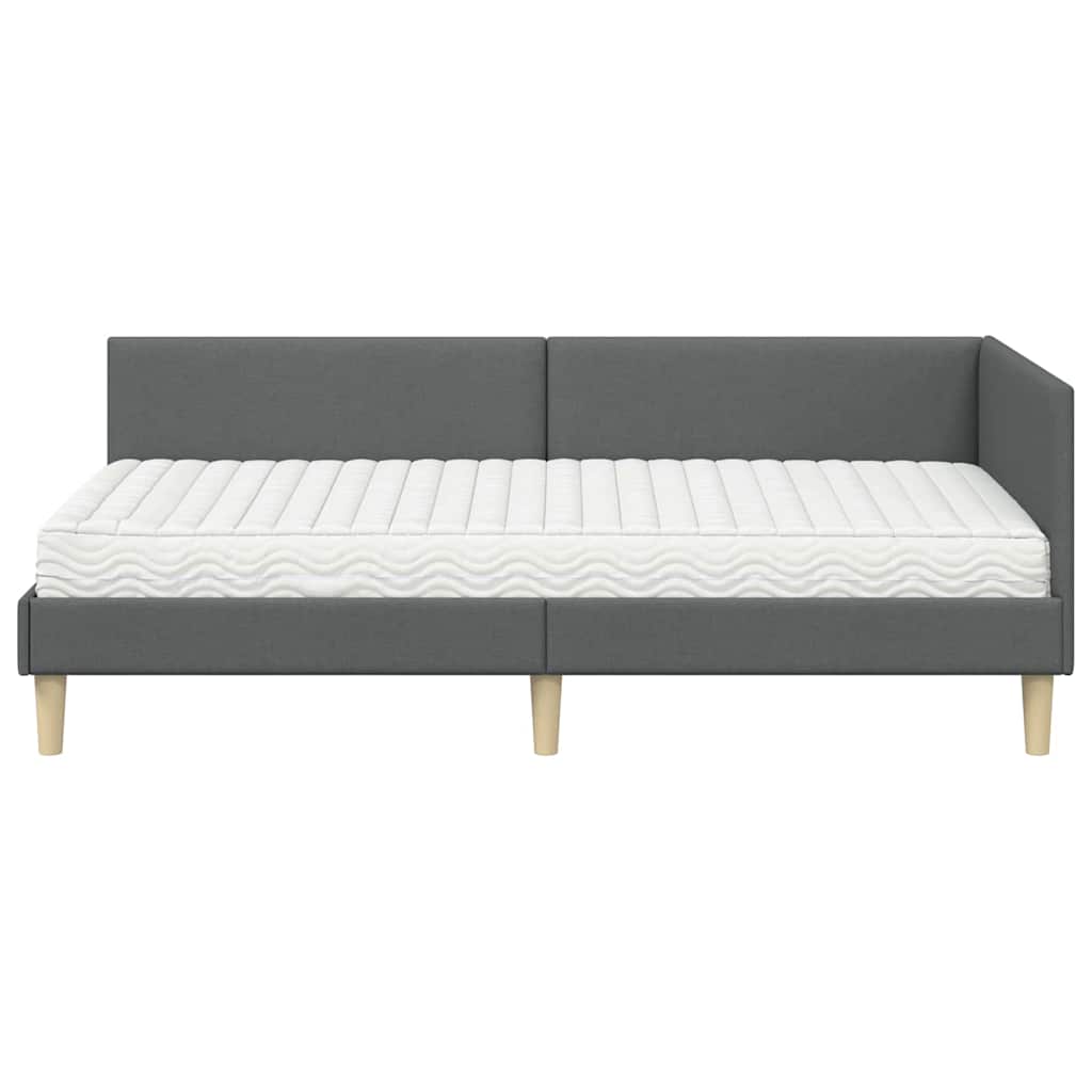 Hoekbedframe Met Matras Anders Met Hoofdeinde 2 Pcs Grijs Stof 90 x 200 cm Donkergrijs