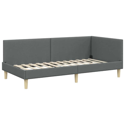 Hoekbedframe Met Matras Anders Met Hoofdeinde 2 Pcs Grijs Stof 90 x 200 cm Donkergrijs