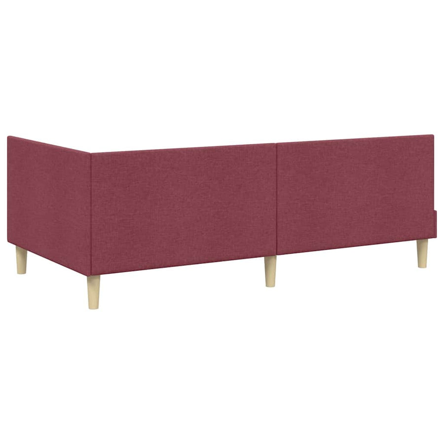 Hoekbedframe Met Matras Anders Met Hoofdeinde 2 Pcs Grijs Stof 90 x 200 cm Wijnrood