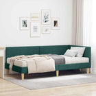Corner Bed Frame with Mattress Anders with Headboard 2 pcs Green Fabric