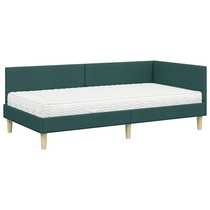 Hoekbedframe Met Matras Anders Met Hoofdeinde 2 Pcs Groen Stof 90 x 200 cm Donkergroen
