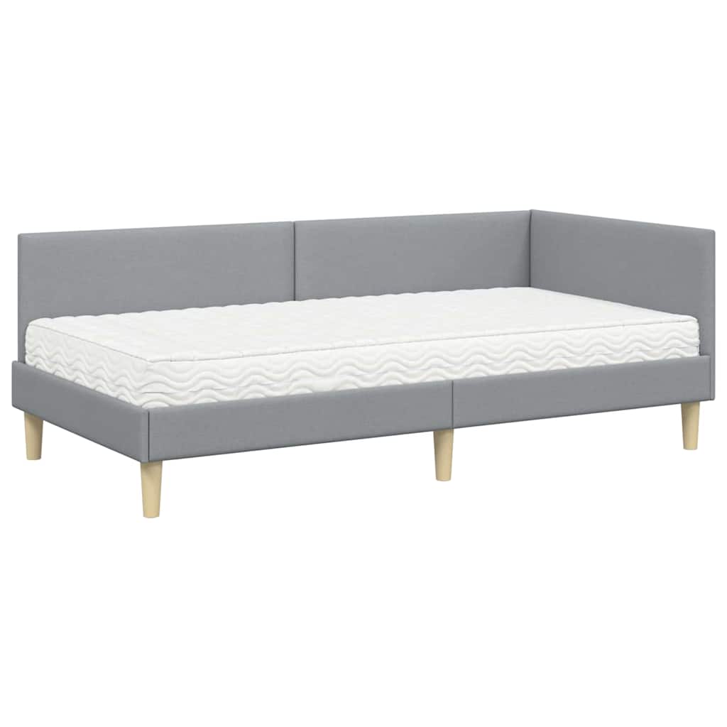 Hoekbedframe Met Matras Anders 2 Pcs Stof 100 x 200 cm Lichtgrijs