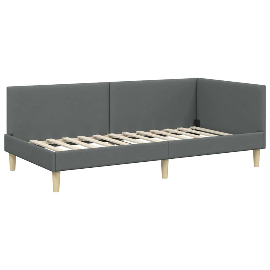Hoekbedframe Met Matras Anders Met Hoofdeinde 2 Pcs Grijs Stof 100 x 200 cm Donkergrijs