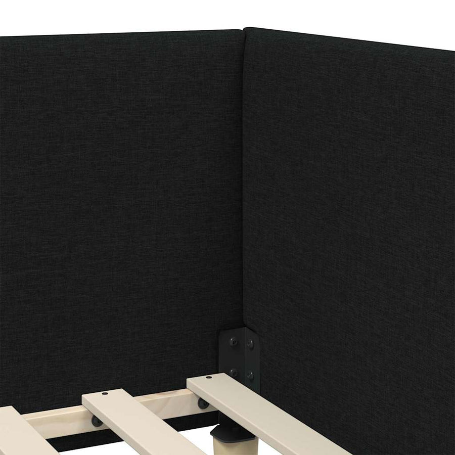 Hoekbedframe Met Matras Anders Met Hoofdeinde 2 Pcs Groen Stof 100 x 200 cm Zwart